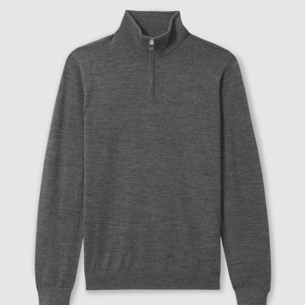Reiss Merino Wool Half-Zip Funnel Neck
Jumper in Derby Grey Marl